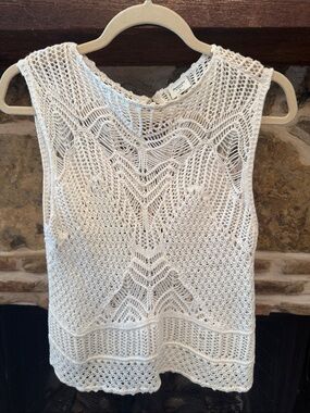 Abercrombie & Fitch Cream Crochet Coverup Tank